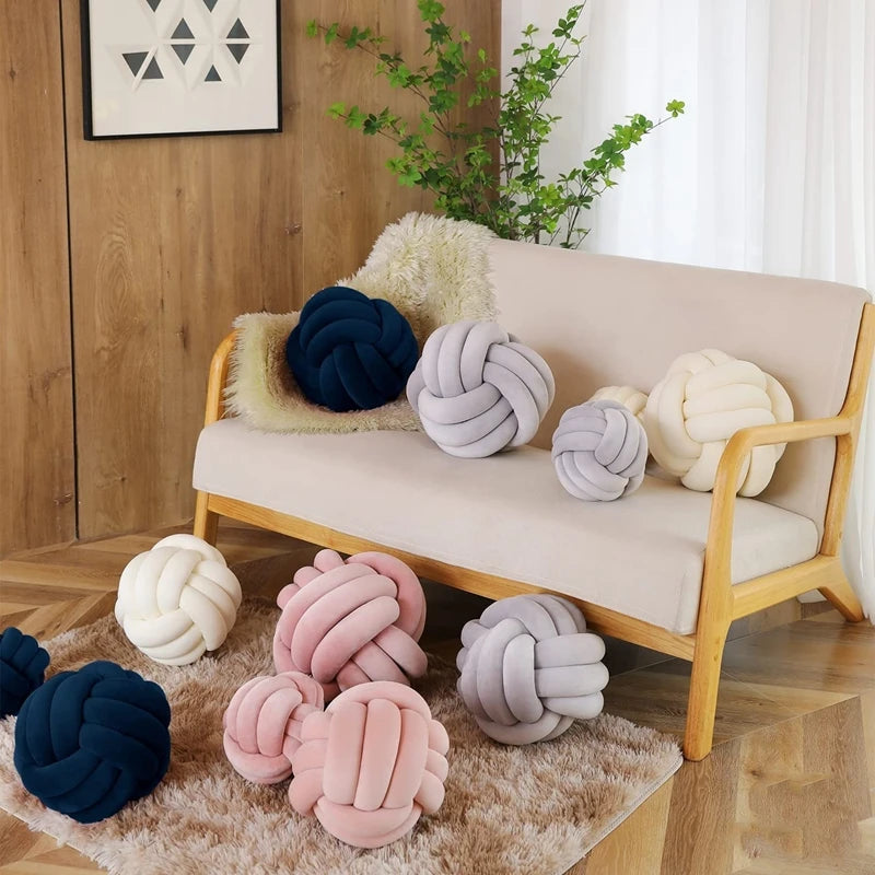 Luxe Handmade Knot Ball Throw Pillow for Kids