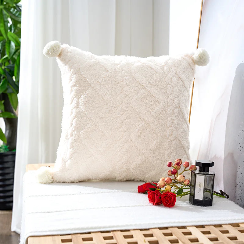 Luxe Retro Fluffy Pillowcase for Sofa