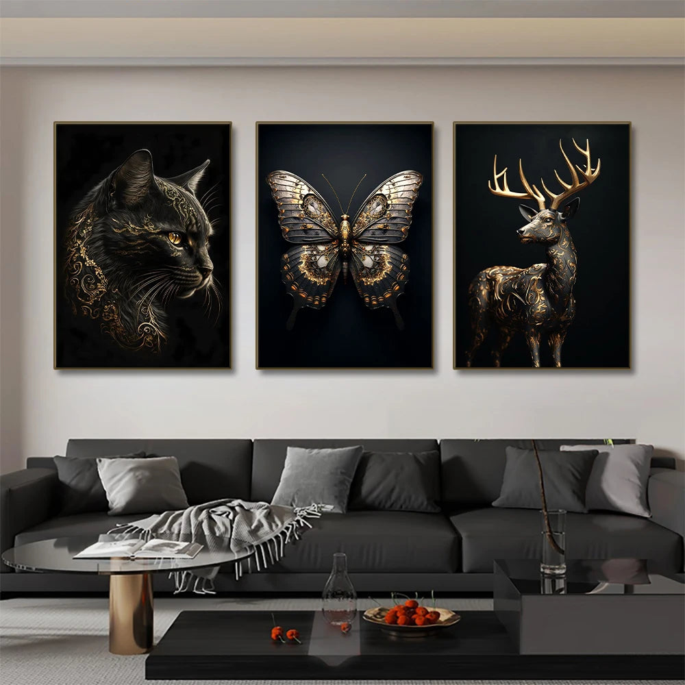 Regal Wildlife: Luxe Nordic Canvas Art