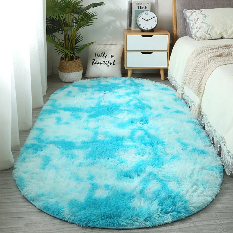 Luxe Tie-Dye Plush Oval Rug