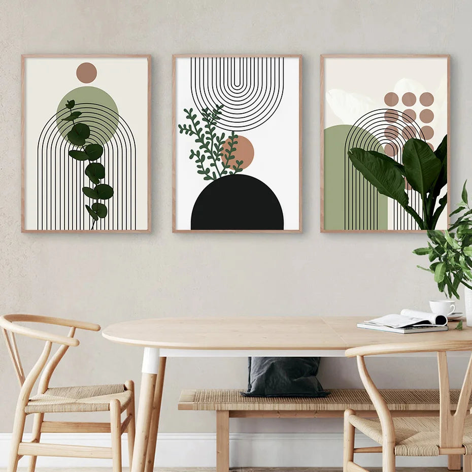 Verdant Harmony: 3-Piece Botanical Canvas Art