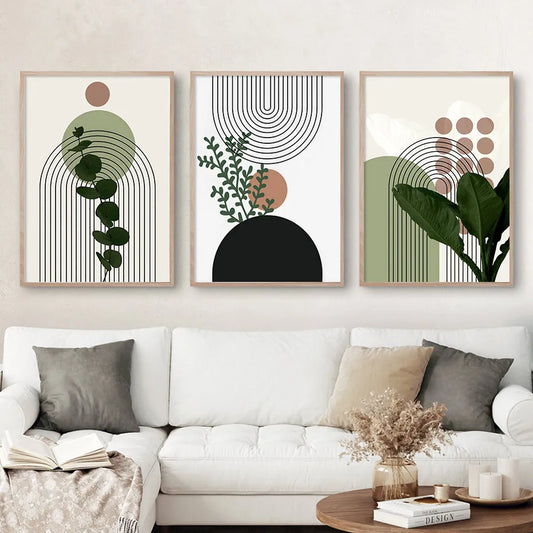 Verdant Harmony: 3-Piece Botanical Canvas Art