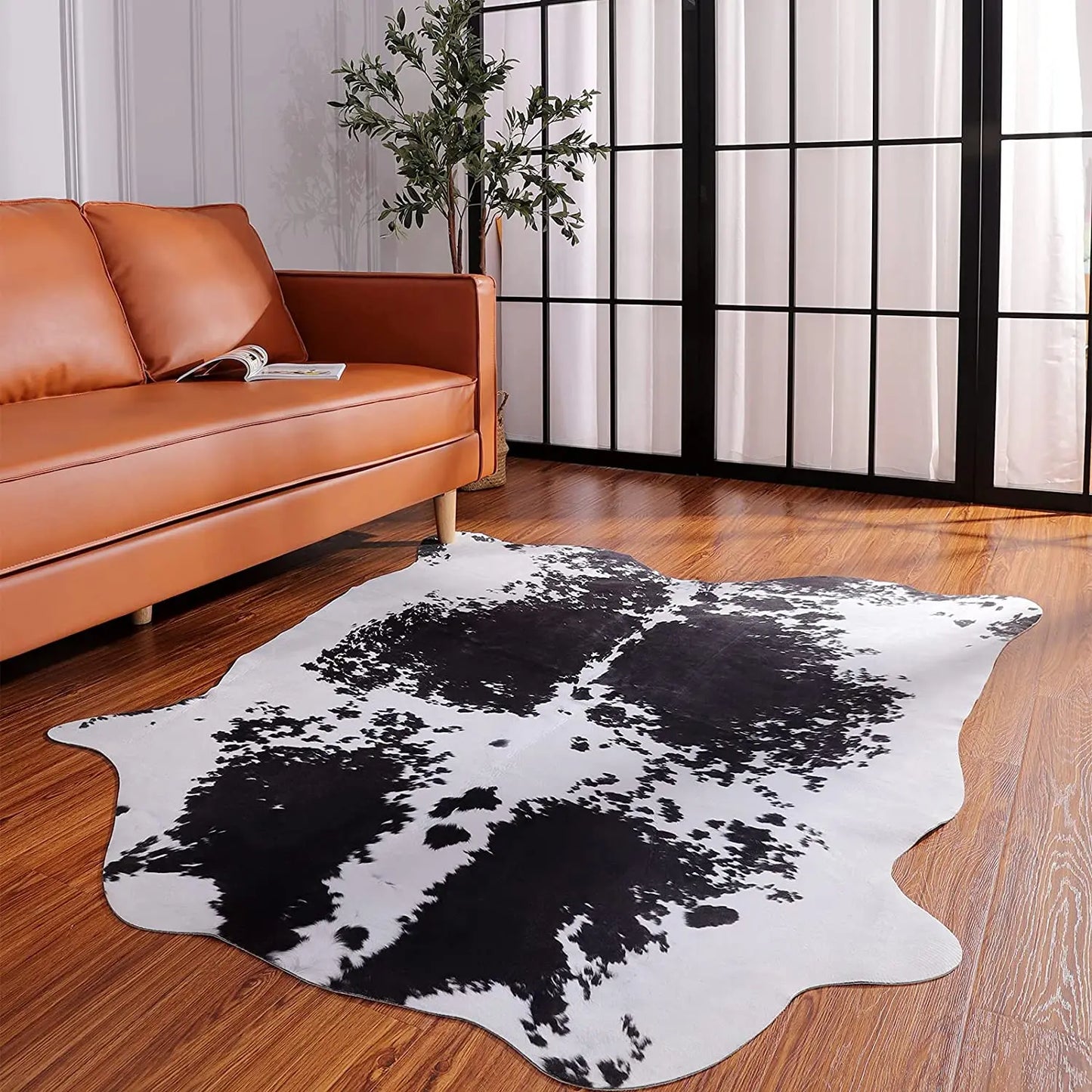 American Chic Cow Print Rug: Luxe Faux Cowhide