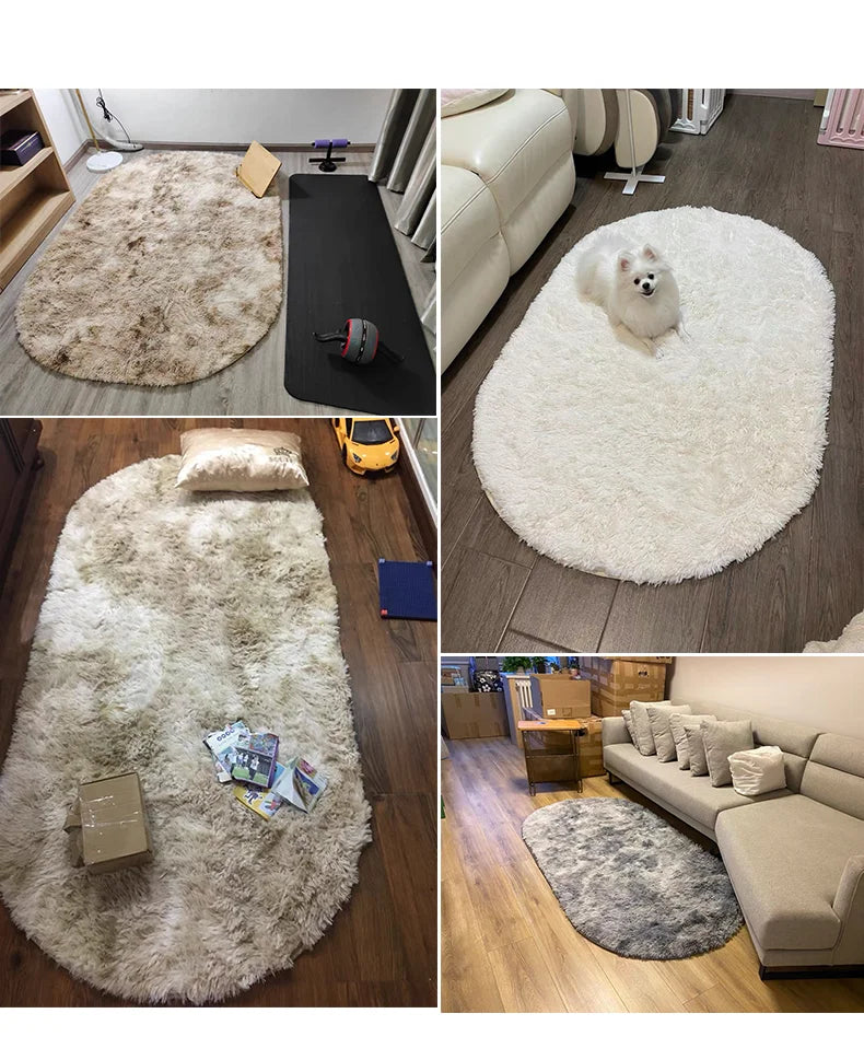 Luxe Tie-Dye Plush Oval Rug