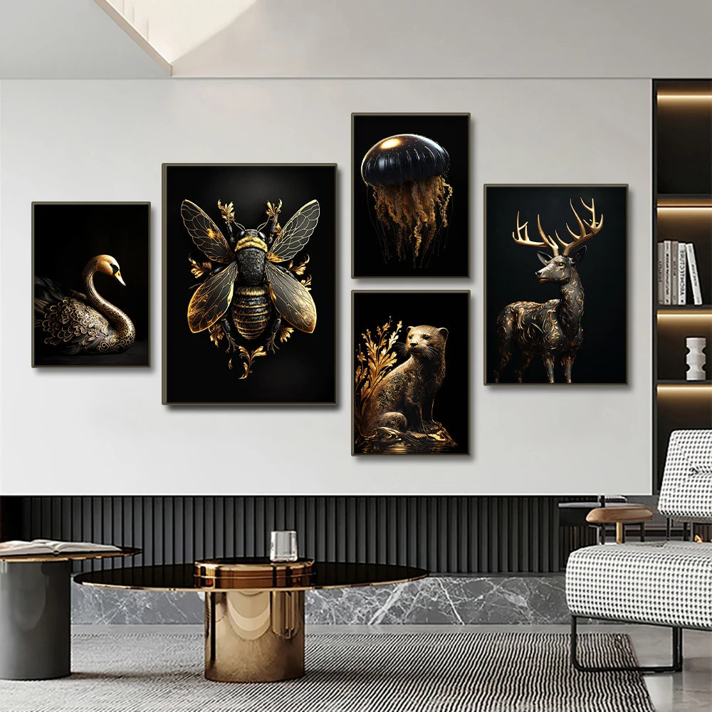 Regal Wildlife: Luxe Nordic Canvas Art