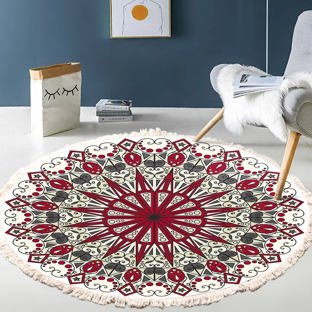 Boho Mandala Tassel Rug: Luxe Retro Floor Mat