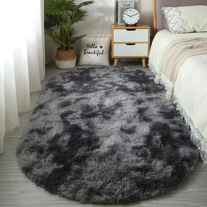 Luxe Tie-Dye Plush Oval Rug