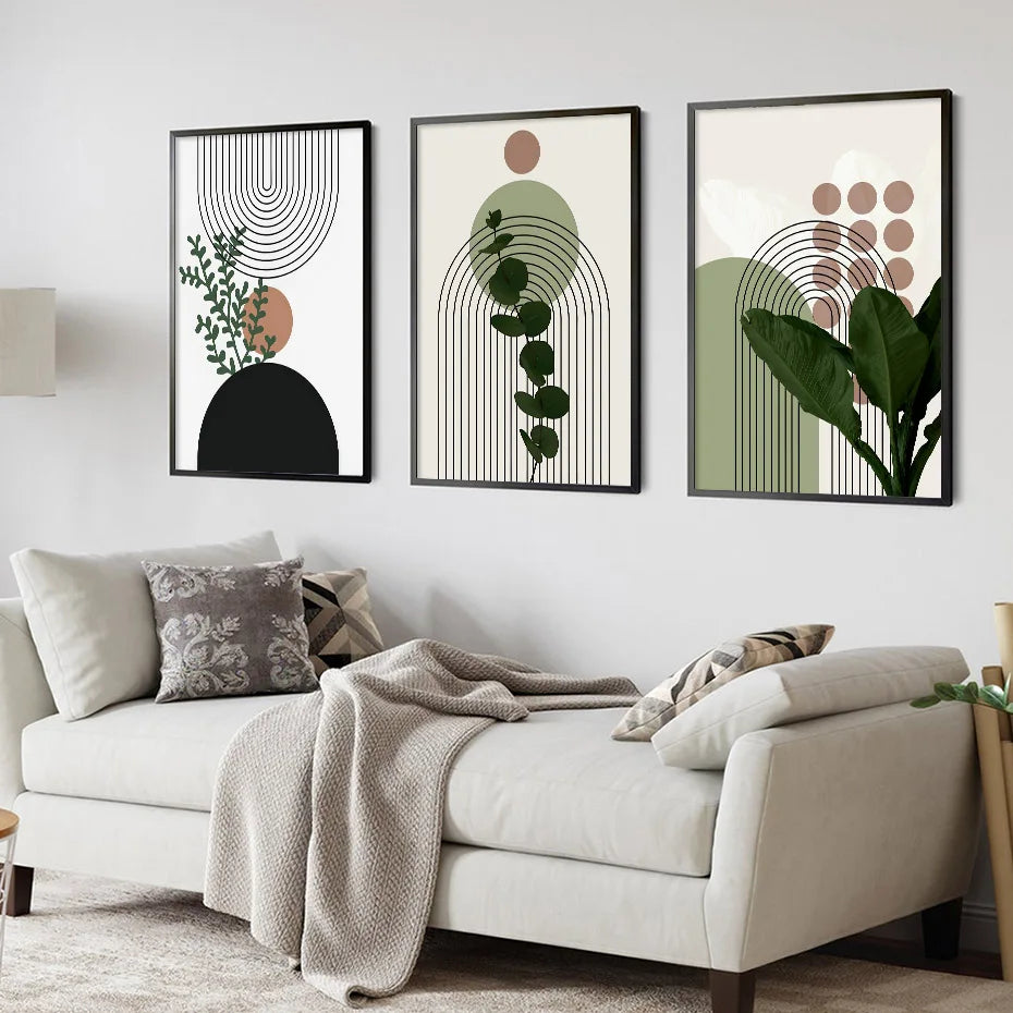 Verdant Harmony: 3-Piece Botanical Canvas Art