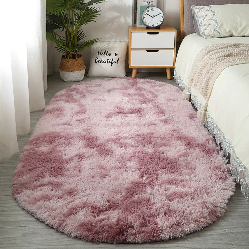 Luxe Tie-Dye Plush Oval Rug