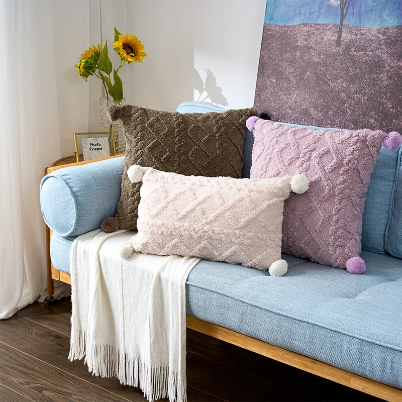 Luxe Retro Fluffy Pillowcase for Sofa